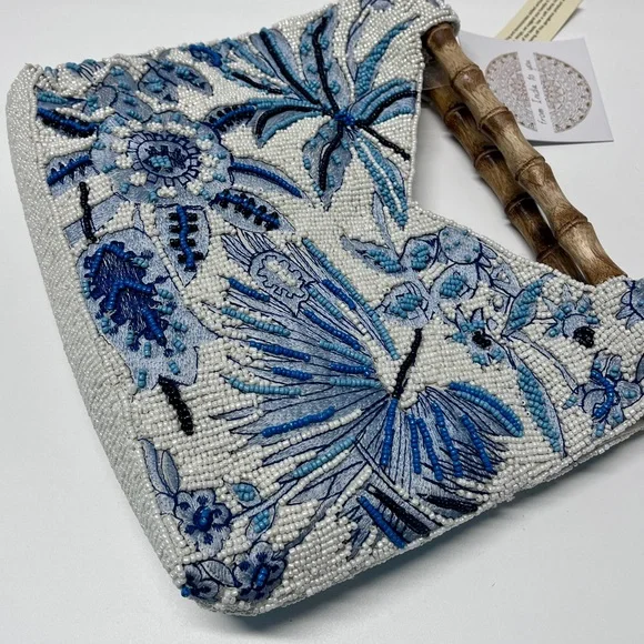 Blue Floral Beaded Bag NWT TikTok Instagram Viral - Picture 7 of 11